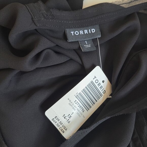 Torrid Sleeveless Black V-Neck Chiffon Tunic Top 1x Size 14-16 New With Tags - Picture 7 of 12